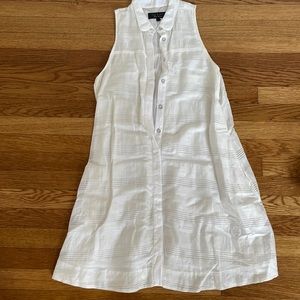 Rag & Bone white cotton mix a-line dress with buttons and a rounded collar